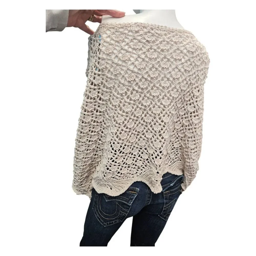 Jessica Simpson Sweater Cream Crochet Doleman Sleeve Womens Size Small
